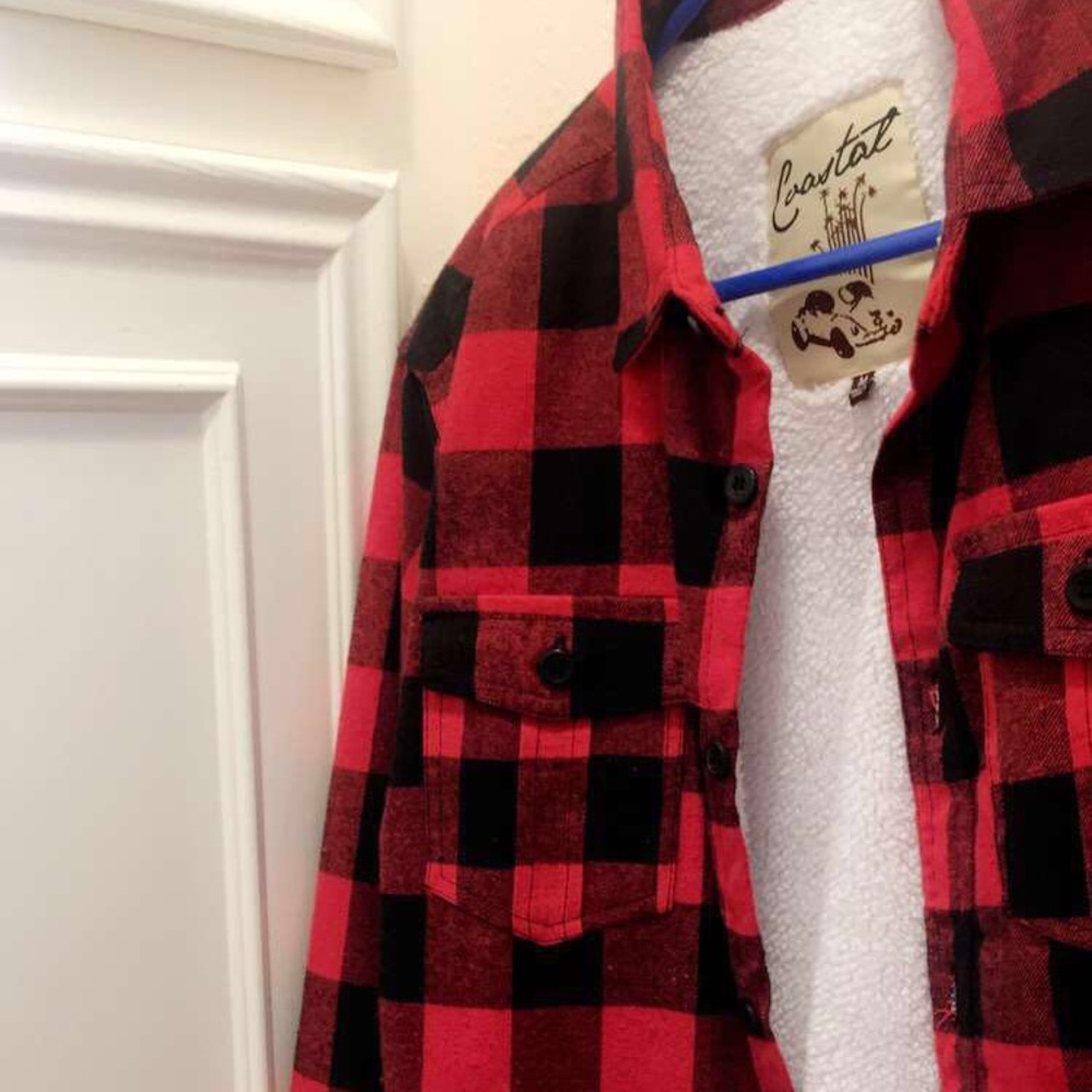 Fleece lined plaid jacket